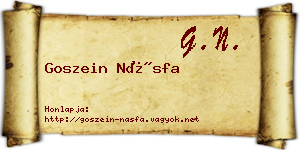 Goszein Násfa névjegykártya